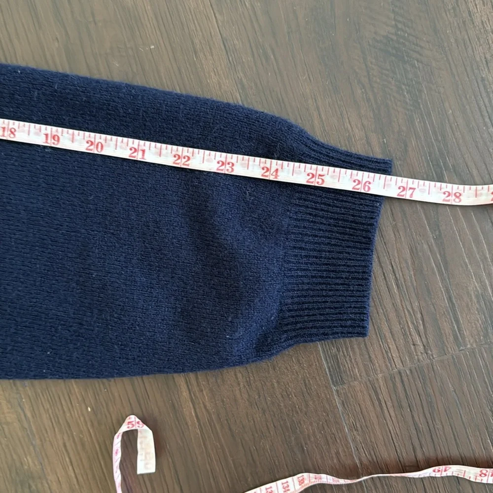 LANDS END MENS WOOL V NECK CARDIGAN BLUE LONG SLEEVE SWEATER POCKETS LARGE
